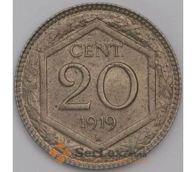 Монета Италия 20 чентезимо 1919 КМ58 AU двойной удар  арт. 38876