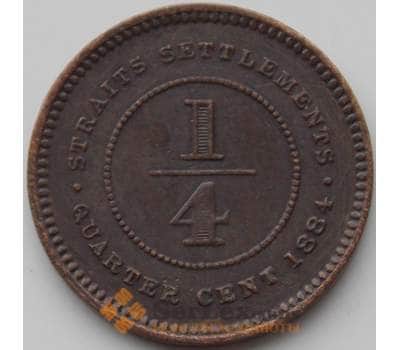 Монета Стрейтс Сеттлментс 1/4 цента 1884 КМ7a XF арт. 11991