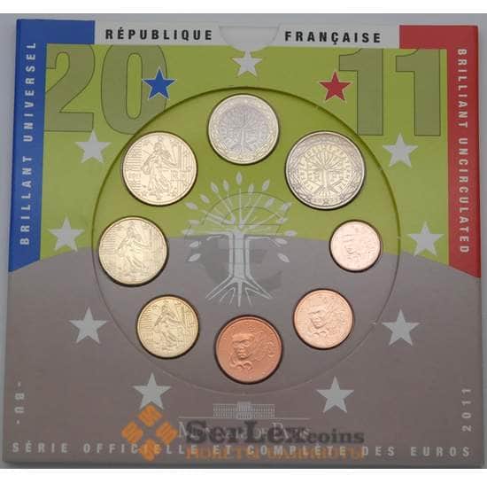 Франция Официальный набор Евро 1 цент -2 евро (8 шт) 2011 BU арт. 28281