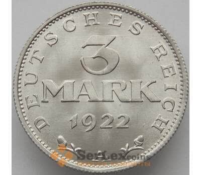 Монета Германия 3 марки 1922 А КМ28 UNC Блеск (J05.19) арт. 17371