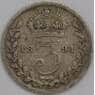 Великобритания 3 пенса 1891 КМ777 F арт. 39958