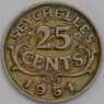 Сейшельские острова монета 25 центов 1951 КМ9 XF арт. 42158