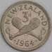 Монета Новая Зеландия 3 пенса 1964 КМ25.2 UNC арт. 40062