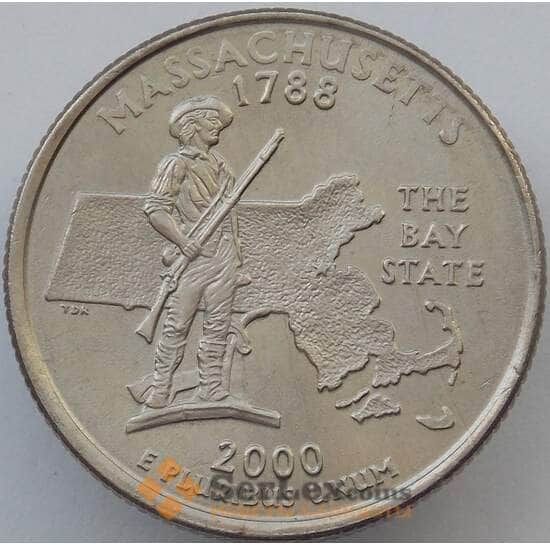 США 25 центов 2000 P КМ305 UNC Массачусетс (J05.19) арт. 17317