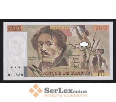 Франция 100 франков 1980 Р154b aUNC брак бумаги арт. 54707