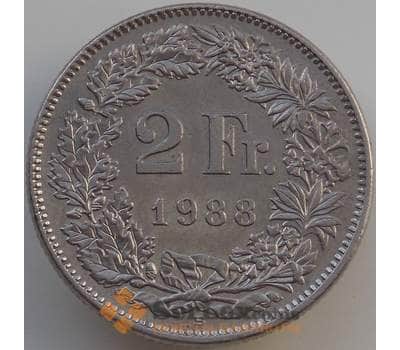 Монета Швейцария 2 франка 1988 КМ21а aUNC арт. 14271
