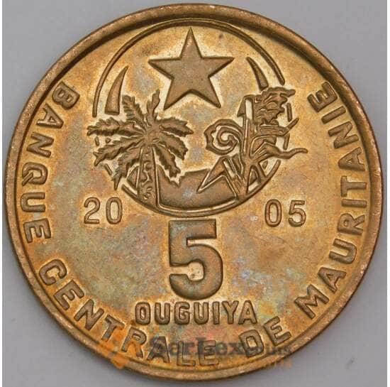 Мавритания монета 5 угий 2005 КМ3а aUNC арт. 44774