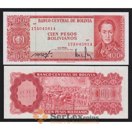Боливия 100 боливиано 1962 Р164А(1) UNC арт. 53081