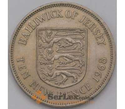 Монета Джерси 10 новых пенсов 1968 КМ33 XF арт. 38082