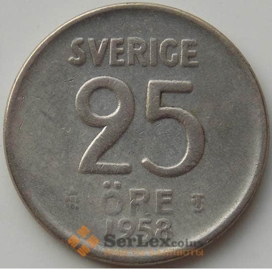 Швеция 25 эре 1958 TS КМ824 VF арт. 11897