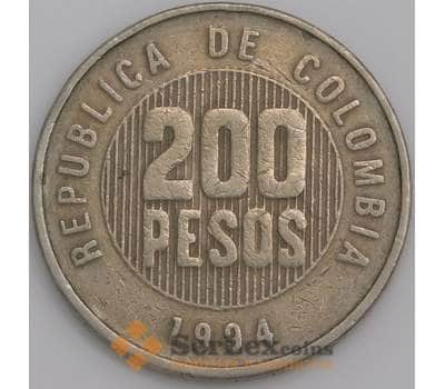 Монета Колумбия 200 песо 1995 КМ287 XF (J05.19) арт. 18645