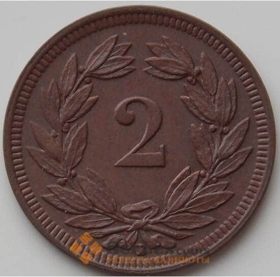 Швейцария 2 раппен 1909 КМ4 AU арт. 11830