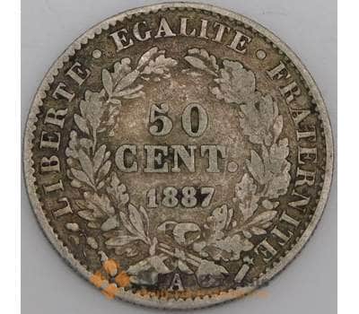 Франция монета 50 сантимов 1887 КМ834 VF арт. 47117