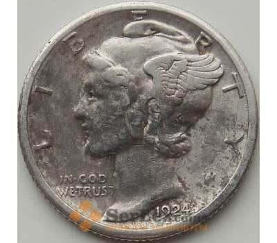 Монета США дайм 10 центов 1924 S КМ140 VF арт. 12130