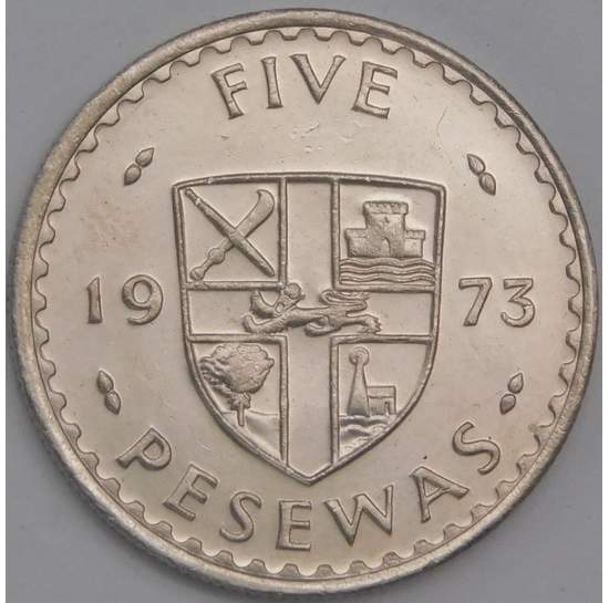 Гана монета 5 песева 1973 КМ15 UNC арт. 43489