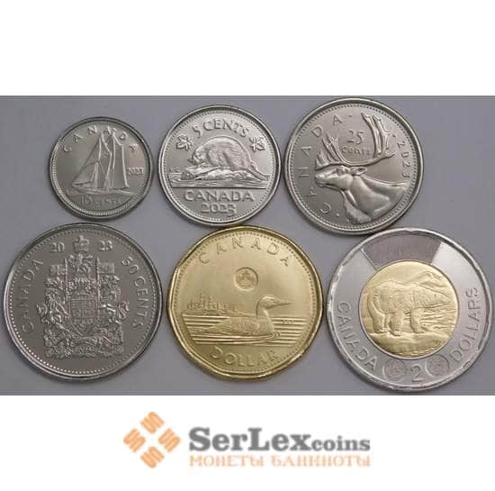 Канада набор из 6 монет 5, 10, 25, 50 центов, 1 и 2 доллара 2023 UNC Карл III арт. 47586