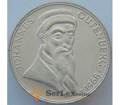 Монета Германия 5 марок 1968 КМ122 UNC Иоганн Гутенберг Серебро (J05.19) арт. 15960