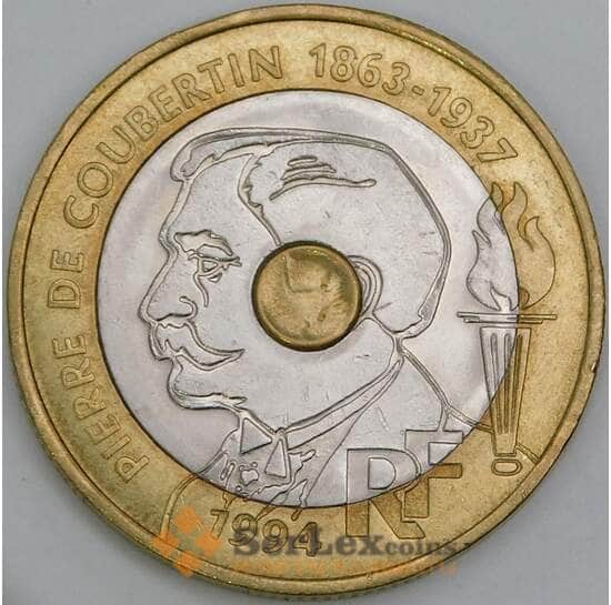 Франция 20 франков 1994 КМ1036 aUNC Пьер де Кубертен  арт. 56217