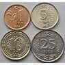 Турция набор 1, 5, 10 , 25 куруш 2014-2015 КМ1239-1242 UNC арт. 7452