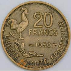 Франция 20 франков 1950 КМ916.1 VF-XF арт. 57334