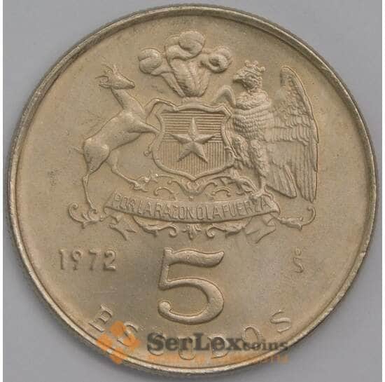 Чили монета 5 эскудо 1972 КМ199 UNC  арт. 16837
