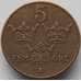 Монета Швеция 5 эре 1934 КМ779.2 VF (J05.19) арт. 16736