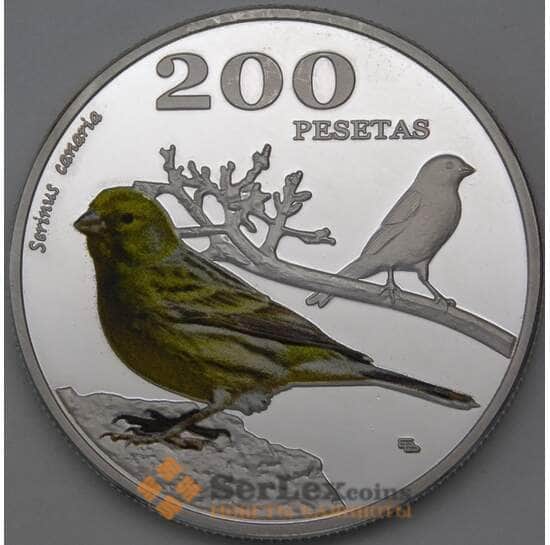 Канарские острова 200 песет 2017 Prooflike UNUSUAL Канарейка арт. 28974