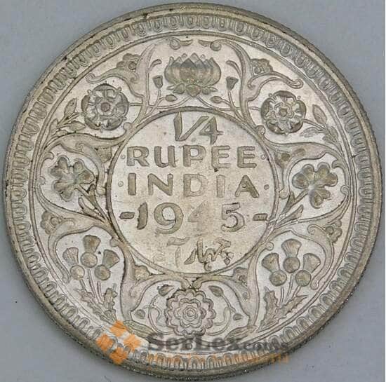 Британская Индия 1/4 рупии 1945 КМ547 aUNC арт. 53576
