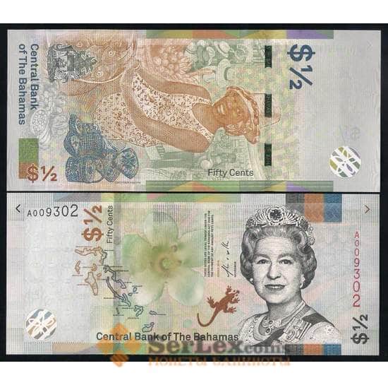 Багамские острова банкнота 1/2 доллара 2019 РWA77 UNC арт. 13587