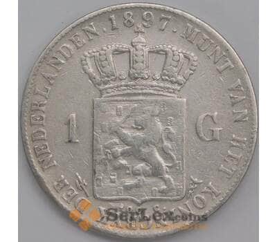 Нидерланды монета 1 гульден 1897 КМ117 VF- арт. 42909