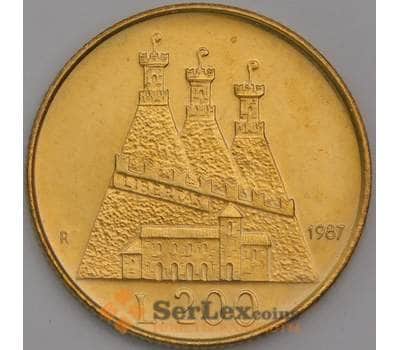 Сан-Марино монета 200 лир 1987 КМ208 UNC 15 лет возобновлению чеканке монет арт. 42313