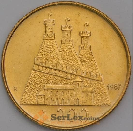 Сан-Марино монета 200 лир 1987 КМ208 UNC 15 лет возобновлению чеканке монет арт. 42313