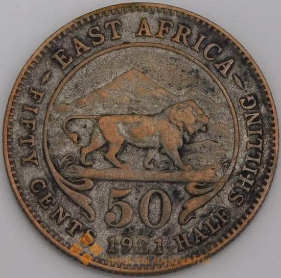 Британская Восточная Африка монета 50 центов 1921 КМ20 F арт. 45827