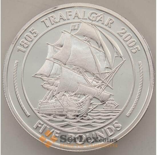 Гибралтар 5 фунтов 2005 AU Трафальгарская битва Корабль арт. 13360
