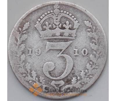 Монета Великобритания 3 пенса 1910 КМ797 F арт. 12491