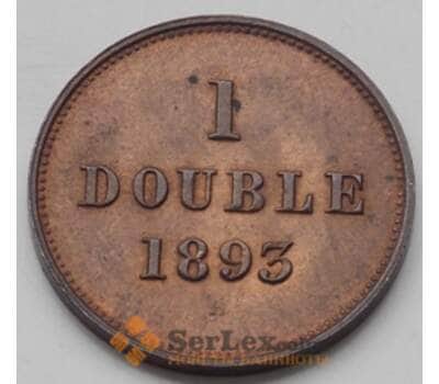 Монета Гернси 1 дубль 1893 КМ10 AU арт. 6551