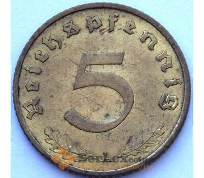 Монета Германия 5 пфеннигов (рейхспфеннигов) 1937 А КМ91 aUNC (J05.19) арт. 16798