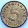 Германия 5 пфеннигов (рейхспфеннигов) 1937 А КМ91 aUNC (J05.19) арт. 16798