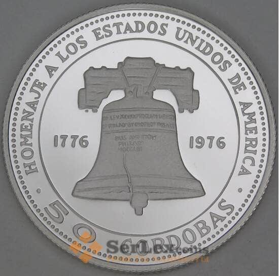 Никарагуа 50 кордоба 1975 КМ33 Proof 200 лет Соединенным Штатам Америки арт. 54095
