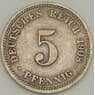 Германия 5 пфеннигов 1908 D КМ11 VF (n17.19) арт. 21617