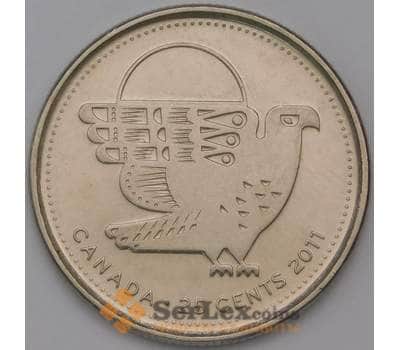 Монета Канада 25 центов 2011 Орел Сапсан aUNC арт. 31482