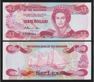 Багамские острова 3 доллара 1974 (1984) Р44 UNC арт. 54337