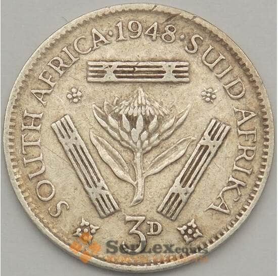 Южная Африка ЮАР 3 пенса 1948 КМ35.1 VF Серебро (J05.19) арт. 18686 Южная Африка ЮАР 3 пенса 1948 КМ35.1 VF Серебро (J05.19) арт. 18686