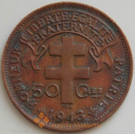 Мадагаскар 50 сантимов 1943 КМ1 XF арт. 14512