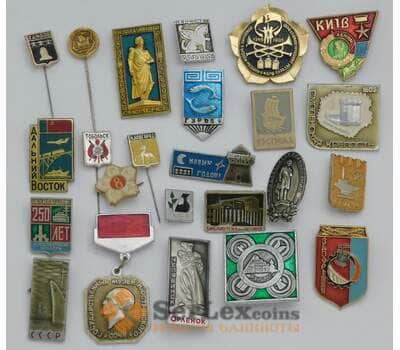 Набор значков 24 шт гербы городов арт. 39018