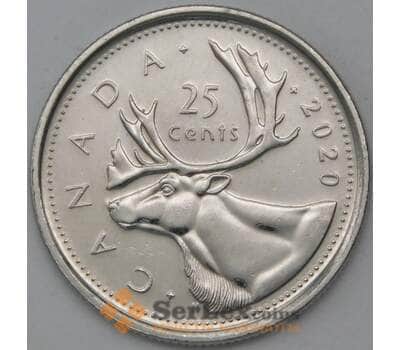 Монета Канада 25 центов 2020 UNC арт. 23834