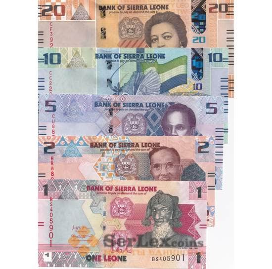 Сьерра-Леоне набор банкнот 1 ,2 , 5, 10, 20 леоне (5 шт.) 2022 UNC арт. 38648