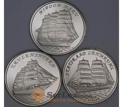 Гилберта острова (Кирибати) 1 доллар *3 шт 2018 Корабли Нипун, Крузенштерн, Статсрад арт. 54972