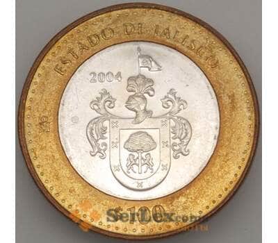 Монета Мексика 100 песо 2004 КМ750 aUNC Серебро Халиско (n17.19) арт. 19046
