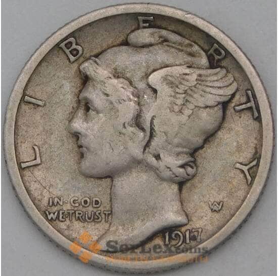 США 10 центов 1917 КМ140 XF арт. 26112